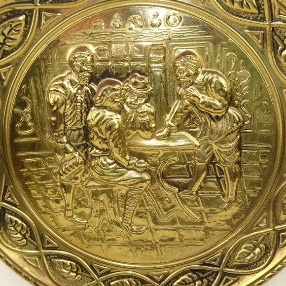 Vintage Brass Tavern Pub Plate Charger Wall Hanging Elpec England MCM - Picture 2 of 6